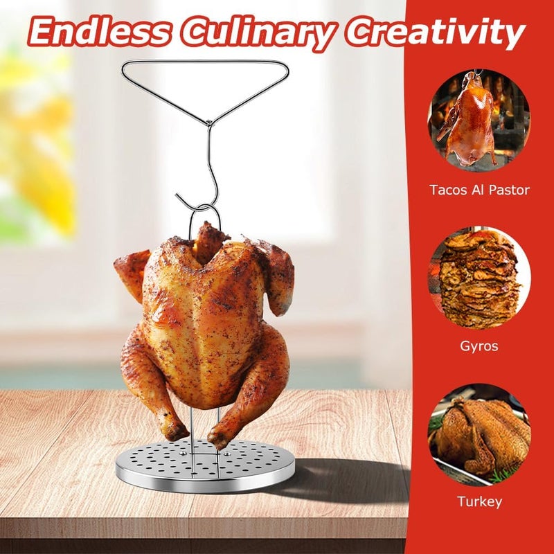 WeiLingBo Stainless Steel Turkey Fryer Stand Kit,Turkey Rack,Vertical Turkey Roasting Stand with Chrome Finish Wire Handle Lifter Hook for Deep Fry Grill Oven BBQ - Image 3